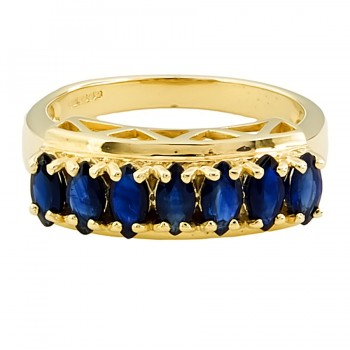 9ct gold Sapphire 7 stone Ring size N